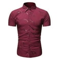 thumbnail image 1 of CEHVOM Chemise Décontractée pour Hommes Boutons Col Rabattu Affaires Ajustée Imprimée Manches Courtes Ventes, 1 of 4