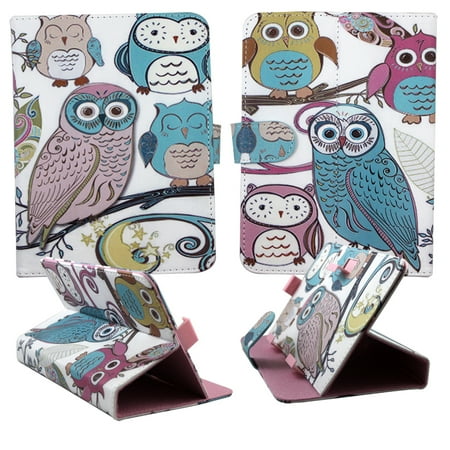 Non rotate art owl folio tablet Case for RCA 7 inch android tablet cases 7 inch Slim fit standing protective rotating universal PU leather standing cover