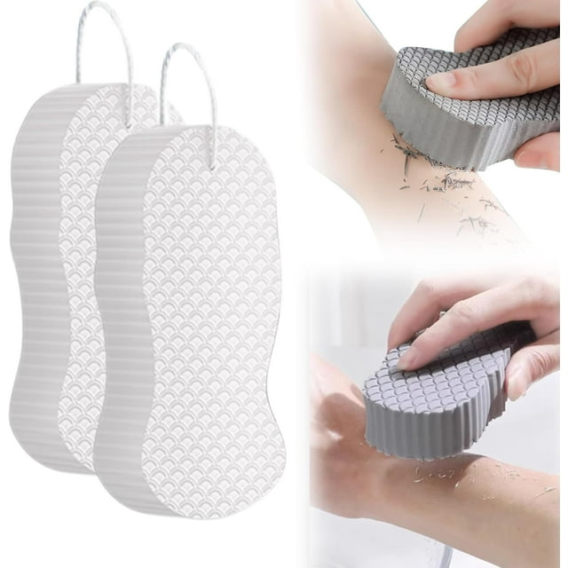 Éponge Exfoliante Magique, Éponge de Bain Réutilisable Super Douce (Blanc, 2 Pcs)