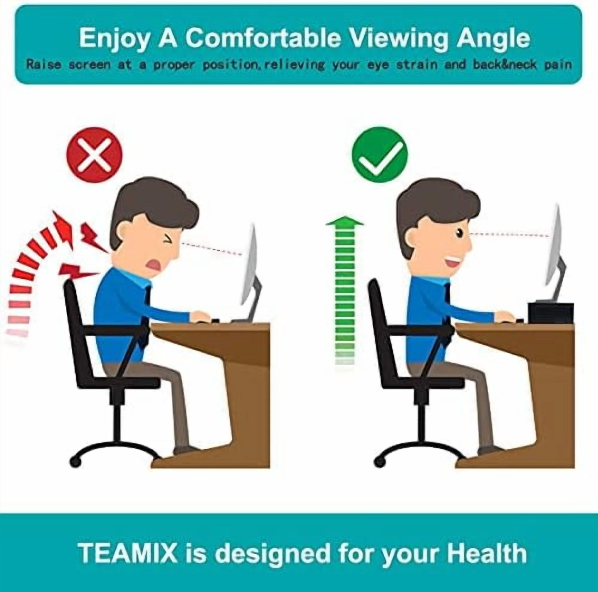 2 Tier Wooden Monitor Riser Stand, Desktop Stand with storage for Laptop/PC/Printer/Keyboard, TV Stand Shelf Home Office Desk Accessories
