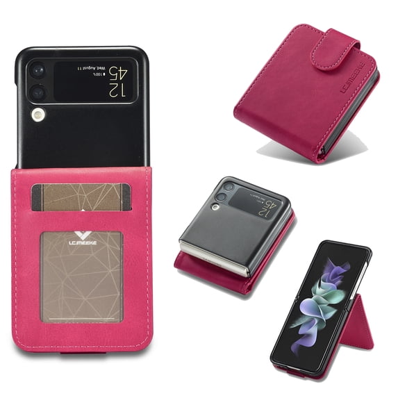 Allytech Galaxy Z Fold 3 Case, Z Fold 5G Wallet Case, PU Leather Cards Holder Kickstand Shockproof Protection Wallet Case Cover for Samsung Galaxy Z Fold 3 5G Phone 2021 Released, Rose