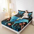 thumbnail image 3 of jejeloiu Mystical Moth Bed Sheets For Girls,Moon Print Full Size Sheets,Black Teal Pink,4-Piece,1 Flat Sheet, 1 Fitted Sheet and 2 Pillowcases, 3 of 6