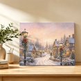 thumbnail image 3 of Christmas Village Canvas Wall Art, Winter Rustic Cottagecore Warm Streetlamp Wooden‑Stretched Canvas Print Artwork, Home Wall Decor for Living Room Bedroom Office 18"Lx12"W, 3 of 9