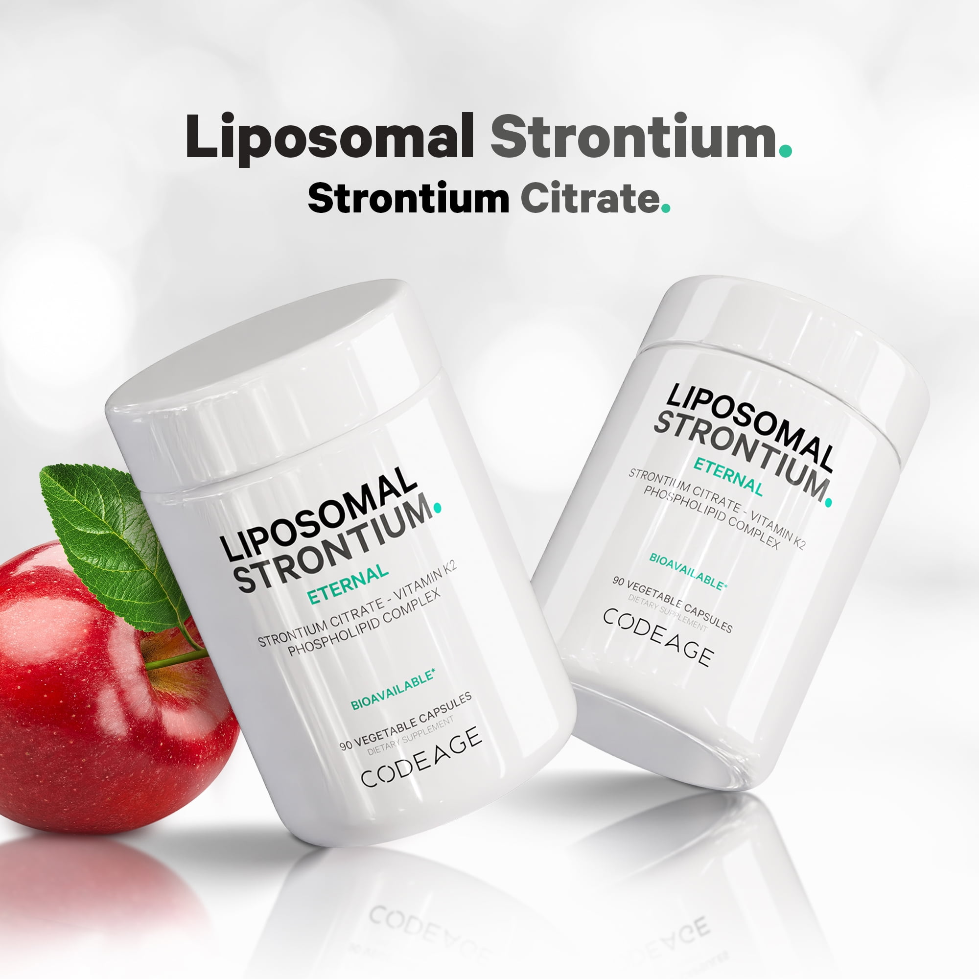 Codeage Liposomal Strontium Supplement - Strontium Citrate, Vitamin K2 MK-7, Liposomal Delivery, Non-GMO Mineral Strontium, Gluten-Free - 90 Capsules