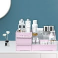 thumbnail image 2 of Box PP Makeup Organizer Case Table Storage cosmetic organizer Container with Drawers Jewelry Cosmetic Case, Medium, Pink, 2 of 8