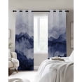 thumbnail image 3 of Navy Blue Ombre Mountain Blackout Curtains 39 Inches Long for Bedroom, Nature Abstract Art Marble Thermal Insulated Room Darkening Black Out Window Curtain Panels Grommet Drapes for Living Room, 3 of 8