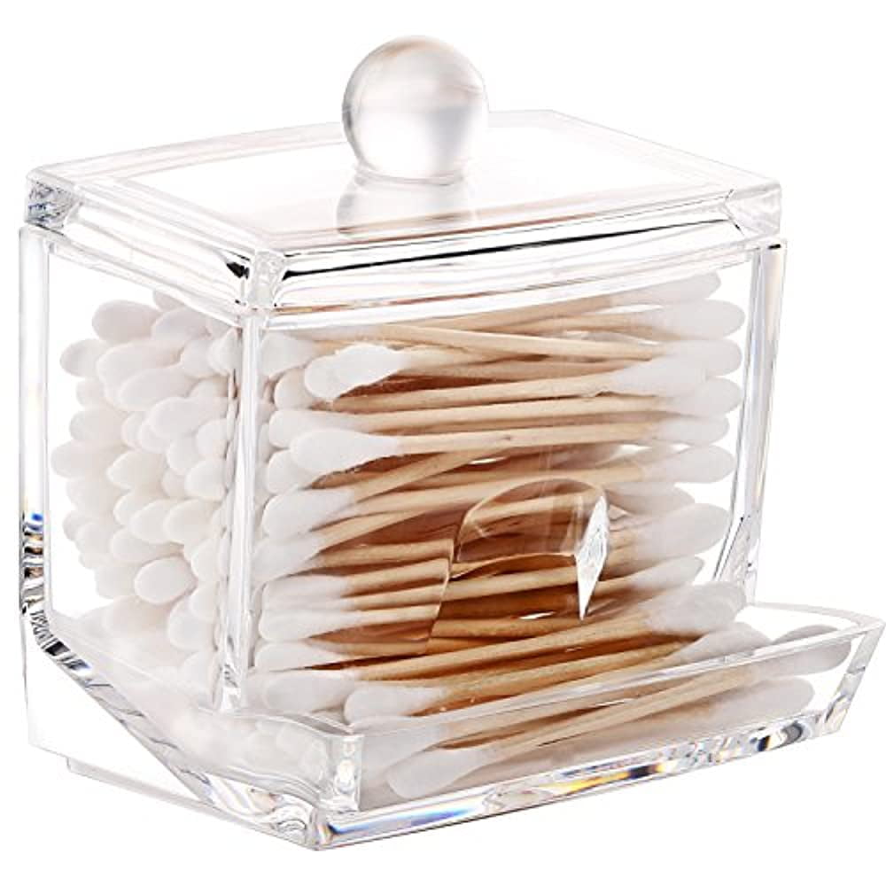 Luxspire Acrylic Q Tip cottonswab Storage Dispenser Clear Cotton Ball