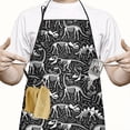 thumbnail image 2 of Black Cartoon Dinosaurs Fossils Pattern Apron-Garden Aprons for Women with Pockets-Cotton Linen Waterproof Kitchen Cooking Gardening Aprons Adjustable for Kitchen,Cooking,BBQ and Salon 33x27 Inch, 2 of 7