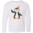 thumbnail image 3 of Inktastic Cute Penguin, Penguin With Party Hat Long Sleeve Youth T-Shirt, 3 of 5