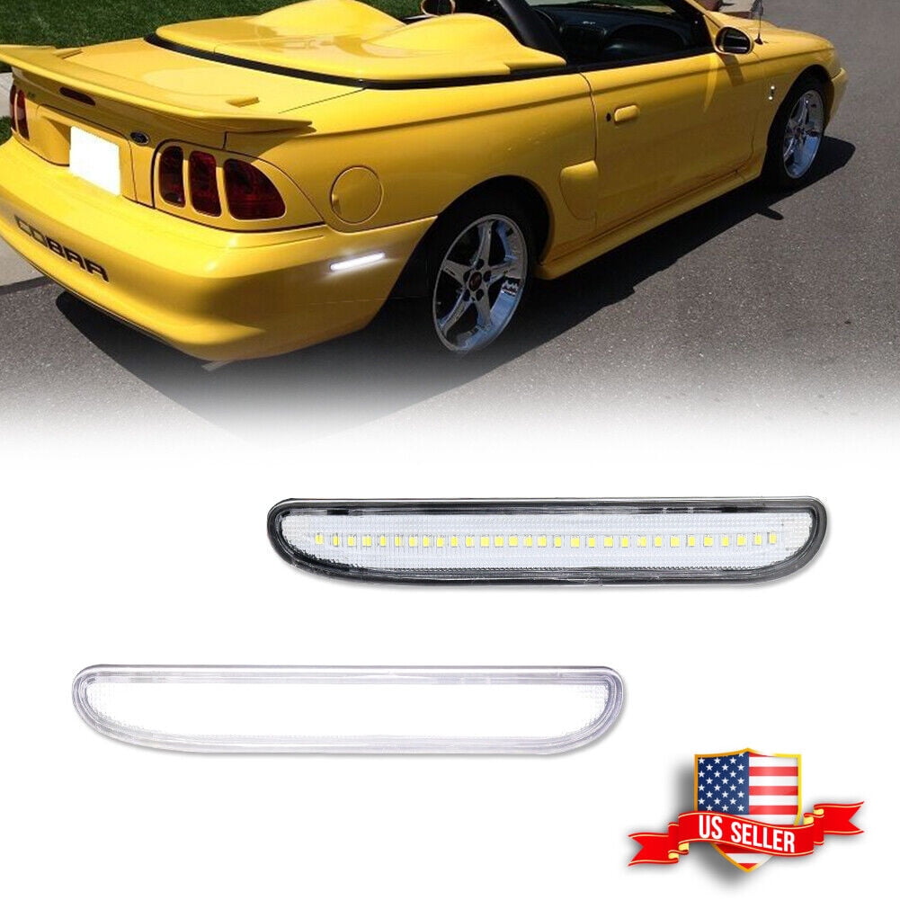 2Pcs Rear Bumper Reflector Side Marker Light Covers For Ford Mustang 2015-2018