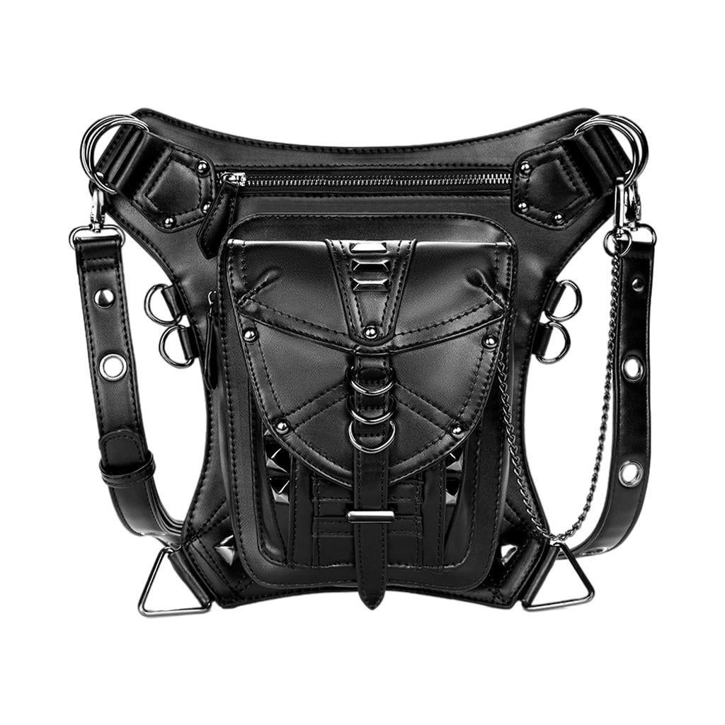 Gothic Leather Steampunk Waist Pack Retro Shoulder Bag Drop Leg Fanny Pack 
