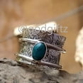 thumbnail image 3 of New Texture Spinner Ring - Turquoise Gemstone Ring - 925 Sterling Silver Ring - Statement Ring - Bohemian Ring - Spinning Band ring, 3 of 9