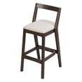 thumbnail image 6 of Counter Height Bar Stools, Rubberwood Stools with Beige Polyester Fabric Seat and Dark Brown Finish, Farmhouse Dining Stools for Kitchen, Breakfast Nook, Cafe, Set of 2, 6 of 10