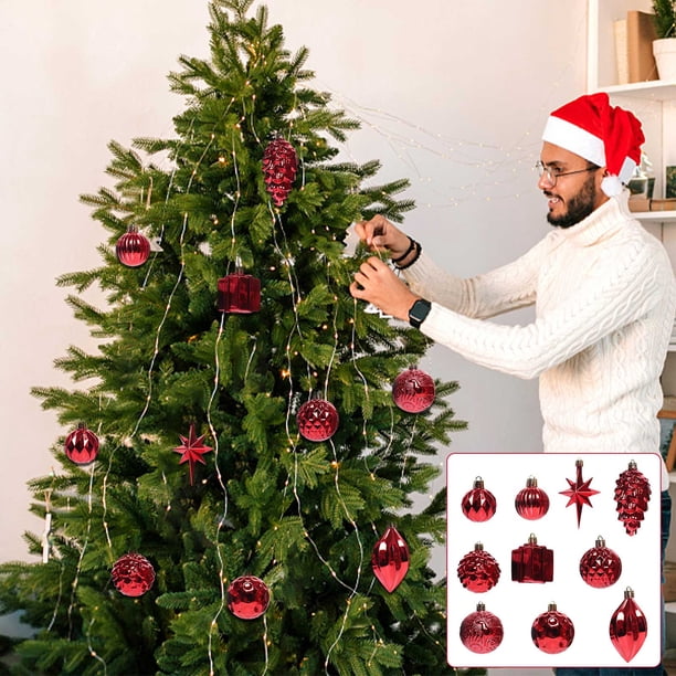 Xihbxyly 12 Adornos Navideños para Árbol de Navidad, Bolas de Plástico Brillantes, Reutilizables, para Colgar En El Árbol, Ideales para Oficinas, Hoteles y Mansiones. Juego de 12.