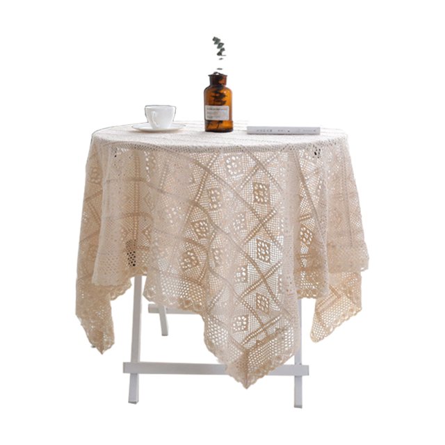 BeesClover Crochet Tablecloth with Tassel Lace Dustproof Household Piano Cover Table Cover for Kitchen Dinning Party Holiday