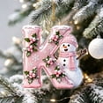 thumbnail image 5 of Acrylic Letter Christmas Ornament Pink Snowman Monogram Hanging Decoration with Initial for Xmas Tree Gift for Friends (3.15In), 5 of 7