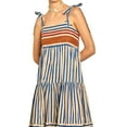 thumbnail image 3 of Women's Striped Tie Shoulder Tiered Maxi Dress with Smocked Bodice 80% polyester and 20% cotton fabric ideal for events, 3 of 6