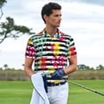 thumbnail image 3 of KLL Trendy Colorful Pineapples Print Men's Short Sleeve Golf Polo,Three-Button Polo Shirts Summer Fashion Golf Shirt-Large, 3 of 6
