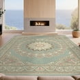 thumbnail image 2 of Design&I 4'x6' Washable Area Rug Flatweave Daily Traffic Ready Circular Vintage Retro Starburst Circle Round Botanical Scroll for Dorm Room, Living Apartment, 2 of 7