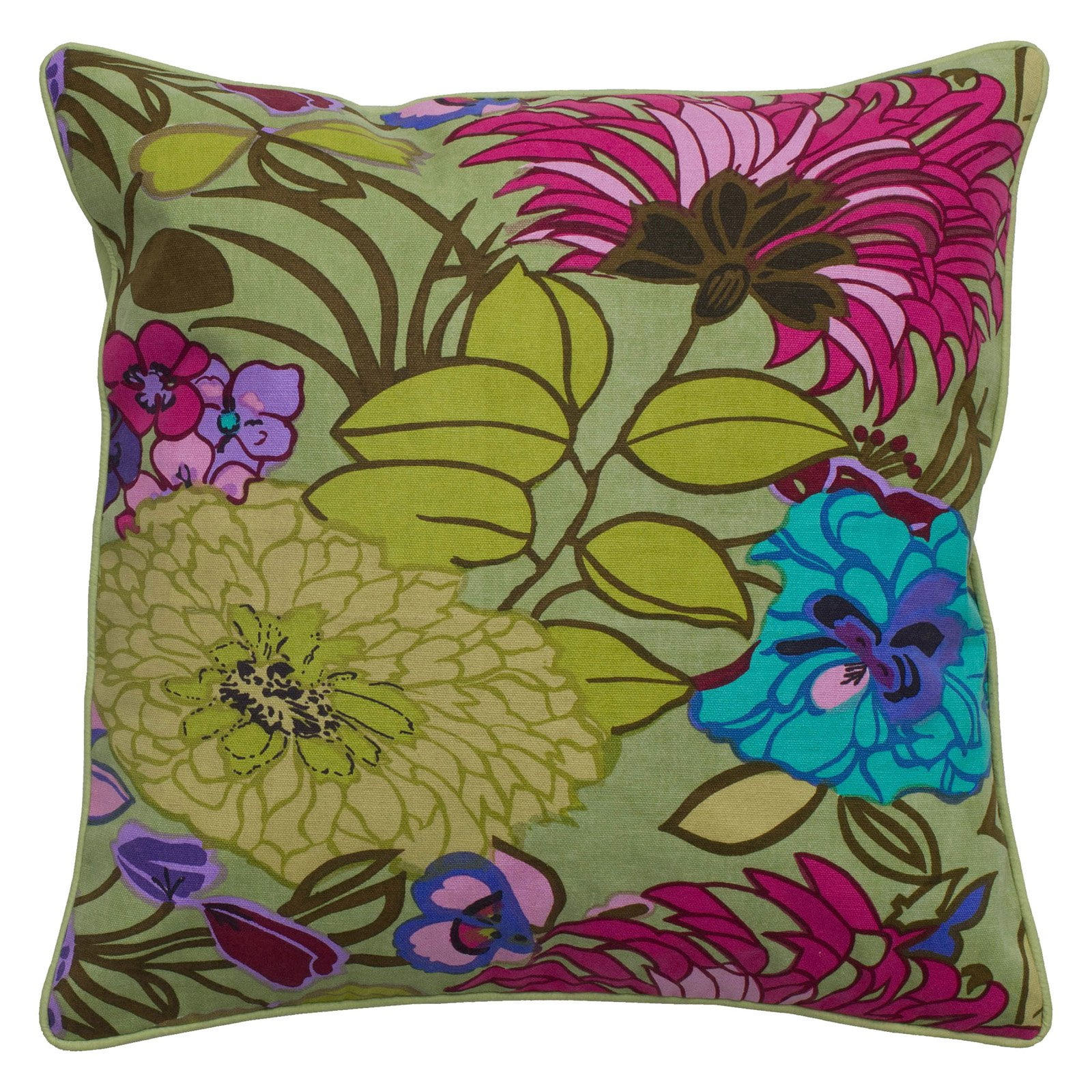 Rizzy Home Sage Green Bold Flower Pattern Decorative Throw ...