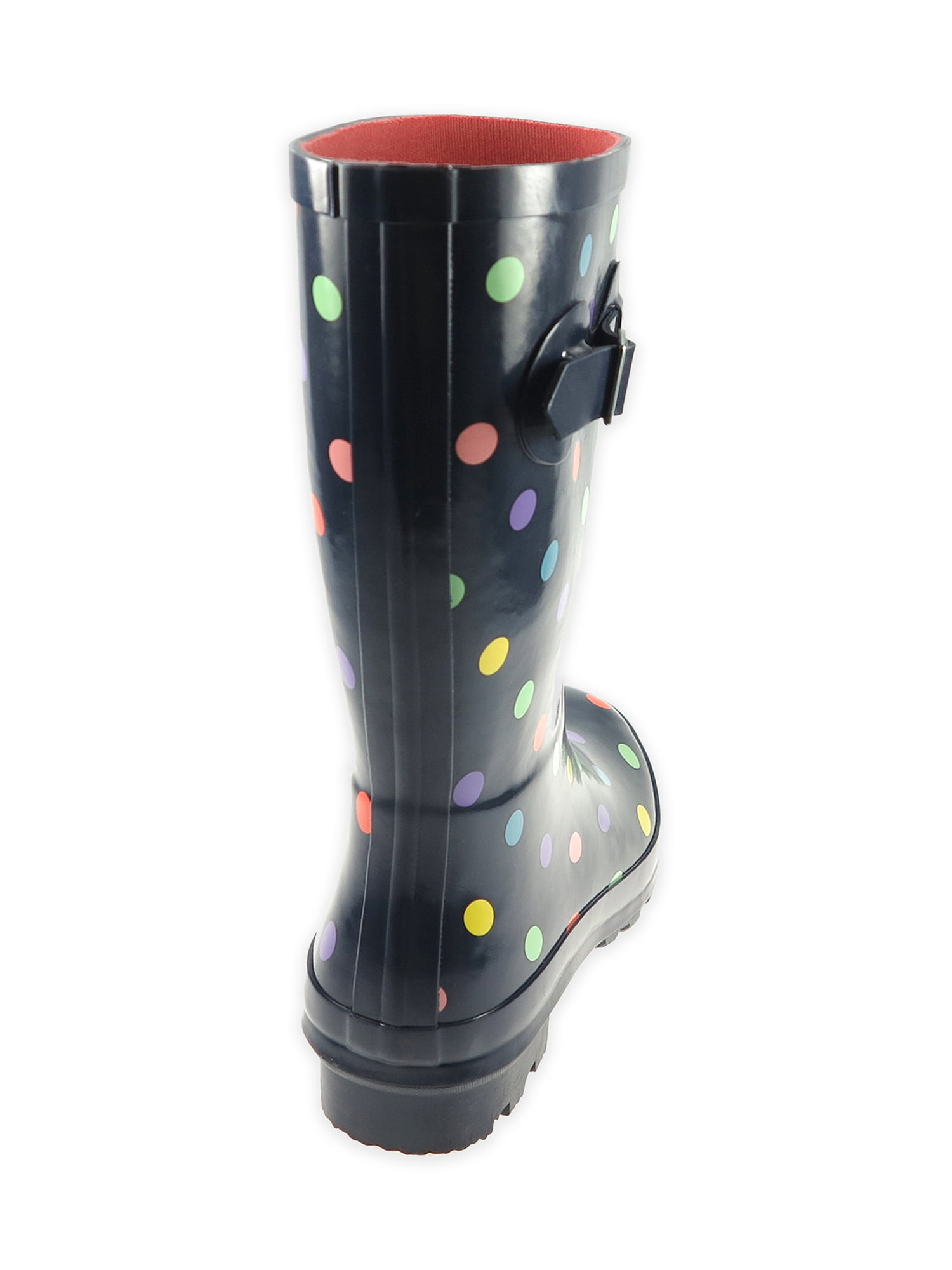 -R1--R5 Time and Tru Women's Print Rain Boot Sizes 6 BLACK &11 W/DOTS 