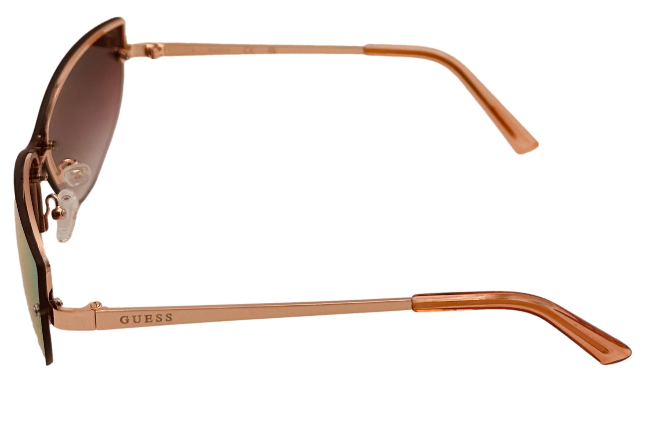 Guess Sunglass Mens Rose Gold Metal Shield, Gradient Lens GO00007. 28T