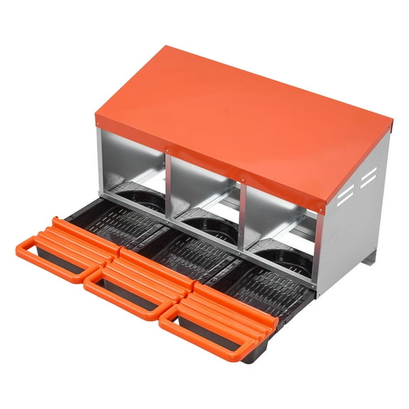 KFFKFF Chicken Nesting Boxes with 3 Compartments, Metal Egg Laying Design Featuring Protective Collection Lids, Roll-Out Functionality, Simple Assembly, Suitable for Hens, Ducks, and Other Poultry