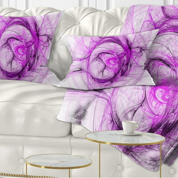 Designart Wisps of Smoke Purple - Abstract Throw Pillow - 12x20