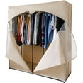 thumbnail image 7 of HOLDN' STORAGE Portable Wardrobe Closet with Heavy Duty Metal Rod 65 lb Capacity Zipper Clear Window and Canvas Cover for Clothes Storage, Beige, 7 of 7