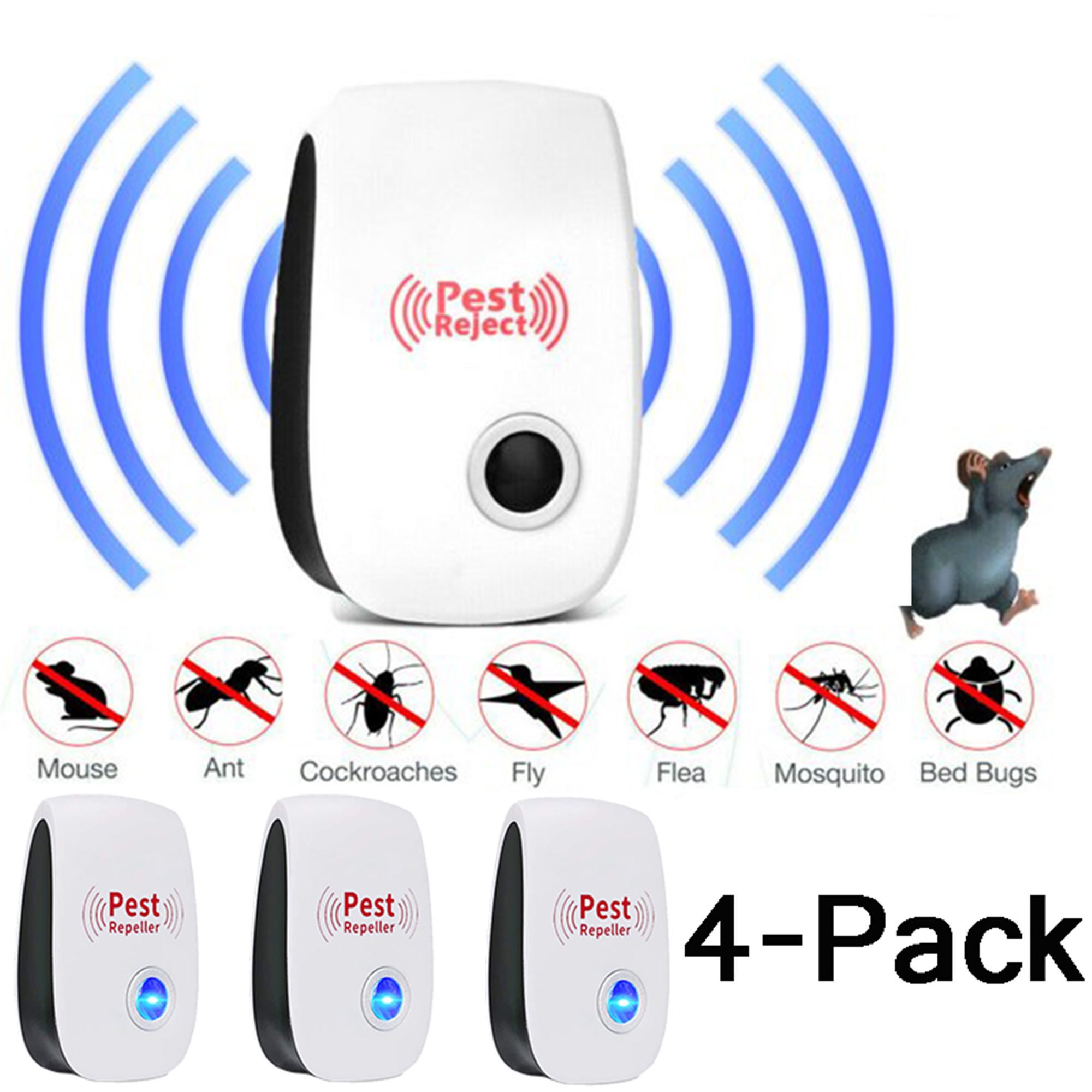 Ultrasonic Pest Repeller 4 Pack, Elbourn Electronic Pest Repellents