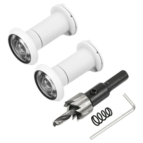 Uxcell Door Viewer Peephole Copper Privacy Door Viewer with Privacy Cover Fits Door with Drill Bit for Security White 5/8",1-3/8"
