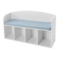 thumbnail image 4 of White Kids Bookshelf with Reading Nook, Bookshelf with Soft Cushion, Storage Bench with Book Rack 4 Storage Compartments, 4 of 14