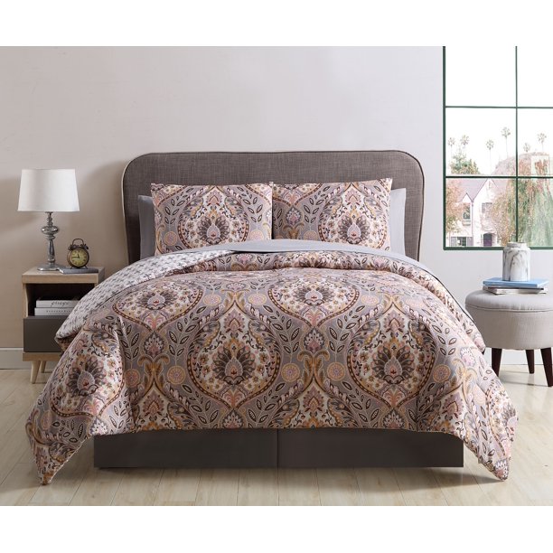 VCNY Home Brynn Damask Reversible BedinaBag Comforter Set, Queen