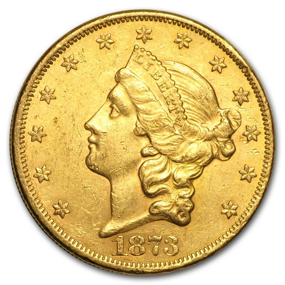 1873 $20 Liberty Gold Double Eagle Open 3 AU