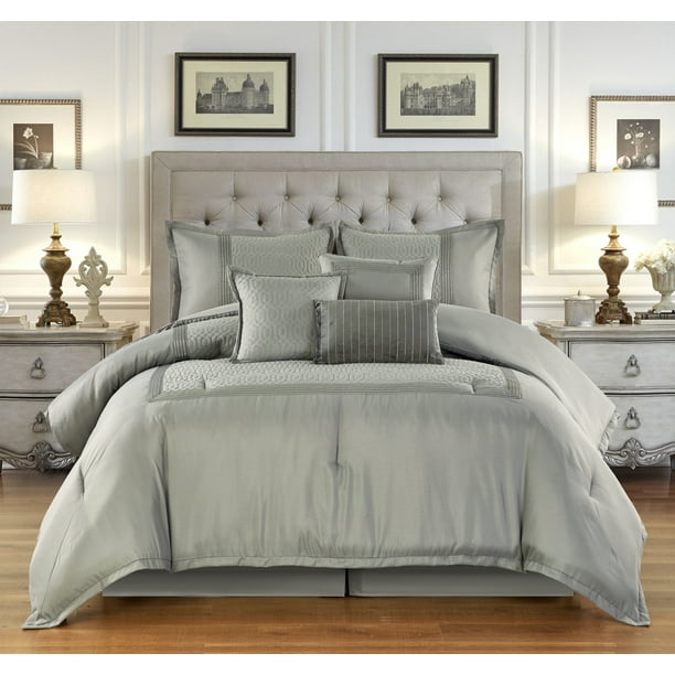Lanco Courtney 7Piece Comforter Set, Grey, California King Walmart