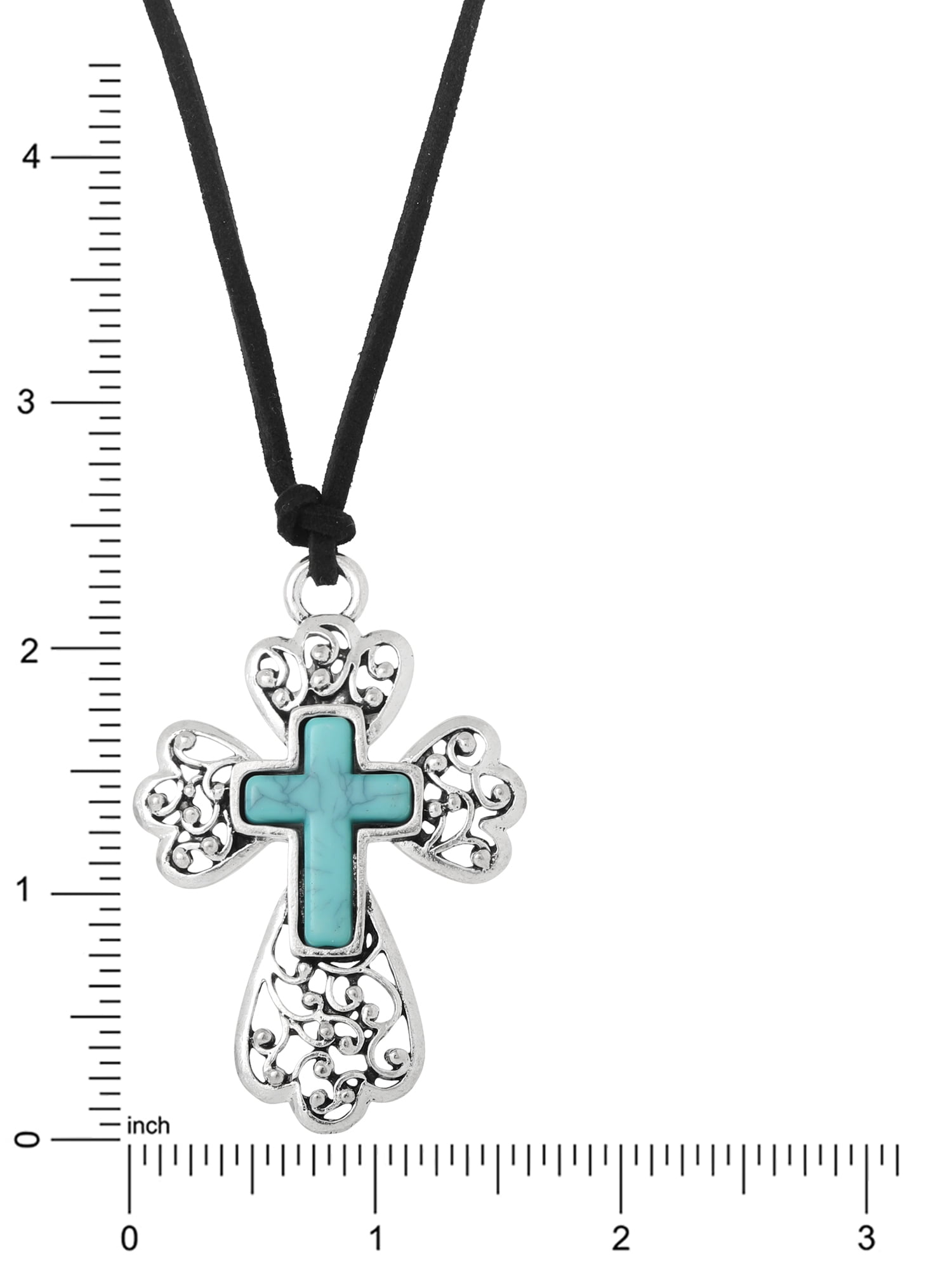 Jessica Simpson Women's Silver-Tone Cross Pendant Necklace with Turquoise Accent