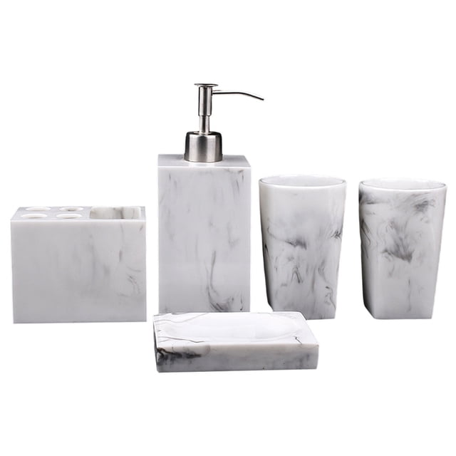 5 Pack Bathroom Accessories Set Bathroom White for Countertop
