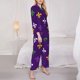 thumbnail image 3 of Fotbe Purple Mardi Gras Conjunto de Pijama de Manga Larga para Mujer con Estampado, Ropa de Dormir de 2 Piezas, Conjunto de Casa Suave y Cómodo con Bolsillos-Small, 3 of 7