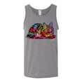 thumbnail image 2 of Wild Bobby, Colorful Rainbow Cat Animal Lover Mens Graphic Tank Top, Heather Grey, Small, 2 of 3