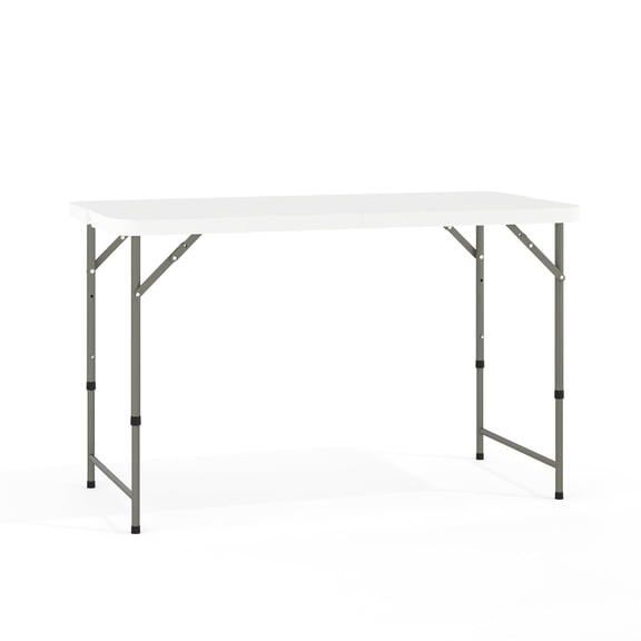 Bowery Hill 24" x 48" Plastic Bi-Fold Table in Granite White