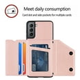 thumbnail image 4 of Dteck for Samsung Galaxy S21 6.2" 2021 Back Wallet Case, PU Leather Anti-Drop Case with Card Slot Kickstand & Wrist Strap Shockproof Protective Case for Samsung S21 Women Men, Rosegold, 4 of 9