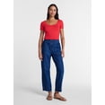 thumbnail image 3 of Time and Tru Women's Ribbed Scoop Neck Tee with Short Sleeves, Sizes XS-XXXL, 3 of 6