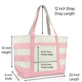 thumbnail image 3 of DALIX Flamingo Striped Canvas Tote Bag Premium Cotton in Pink, 3 of 6
