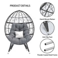 thumbnail image 3 of Wallowsun Oversize Wicker Egg Chair, Outdoor Indoor Egg Basket Lounge Chair w Large Cushion for Patio Backyard Garden Living Room (Grey), 3 of 8