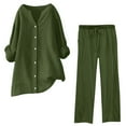 thumbnail image 2 of Riforla Womens 2 Piece Outfits Wide Leg Blouse Pockets Elastic Pants Sets Casual V Neck Shirt Trousers Fashion Streetwear Pants Sets for Women AG_001 XXXL, 2 of 4