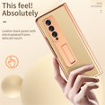 thumbnail image 6 of ELEHOLD Luxury Plating Case for Samsung Galaxy Z Fold 4 2022 Lychee Pattern Case Tempered Glass Screen Protector Hinge Protection S Pen Slot Shockproof Durable Anti-Scratch Case, Gold, 6 of 7