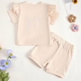 thumbnail image 4 of TOWED22 Toddler Girl 2 Piece Outfits Basic Crew Neck Short Sleeve Tee Top Shirt + Shorts Sets Casual Summer Clothes(Light Yellow,12-18 M), 4 of 9