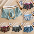 thumbnail image 5 of CENL Men Underwear Cotton Boxer Briefs Sexy Lingerie U Convex Underpants Striped, 5 of 9