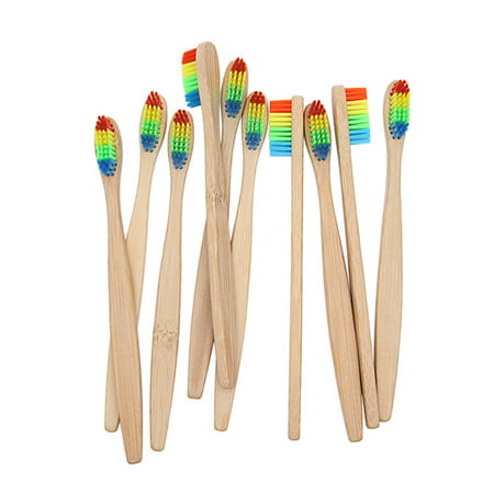 Outtop Eco-Friendly Rainbow Bamboo Soft Fibre Toothbrush Biodegradable Teeth (Best Time To Brush Your Teeth)