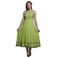 thumbnail image 1 of Bimba Kurtis Indiennes Vert Pâle à Feuilles pour Femmes, Anarkali Prêt-à-Porter Uni, Robe Imprimée Kurti Indienne Grande, 1 of 6